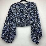 Live 4 Truth ANIMAL PRINT BALLOON PUFF LONG SLEEVES CROPPED BLOUSE Sz Large SMOCKED WAIST Photo 4