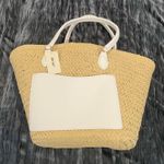 On 34th Elegant Straw Tote Bag with White Handles By  Photo 3