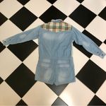 Isabel Marant Etoile Long Sleeve Romper Denim Two-Tone Plaid Patchwork Detail 6 Photo 8