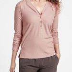 Athleta Uptempo Ribbed Stretch Long Sleeve Vneck Henley Top Palermo pink Size 2X Photo 0