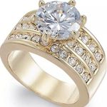 Charter Club NEW SOLITAIRE RING SZ 7 Crystal 3-Row Fine Gold Plate Macys Boxed Photo 0