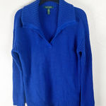 Ralph Lauren LAUREN  Blue Waffle Knit Long Sleeves V-Neck Sweater, Size Small Photo 0