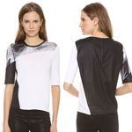 Helmut Lang Short Sleeve Silver Print Top in Cream/Black Marble Size Large Photo 1