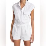 MONROW Cotton Twill Pocket Romper White Sz S White Photo 9