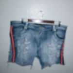 DAZI 18 39 Side Stripe Destroyed Jeans Shorts Red Photo 5