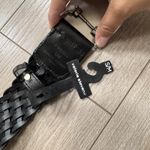 Valerie Stevens NWT  Black Braided Bonded Leather Belt Silver Tone Buckle Sz S/M Photo 2