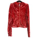 Fabletics NWT  Crushed Velour Zip Up Hoodie Jacket in Strawberry Red Photo 3