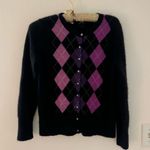 Apt. 9  100% cashmere sweater black base with pink detail size L Photo 0