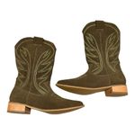 SILVIA COBOS Rodeo Olive Green Suede Cowboy Boots Size 7 Photo 1