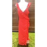 Madewell Ruffle Faux Wrap Maxi Dress 10Red Tassel Flirty Retro 70s Boho Romantic Photo 1