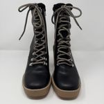 Dolce Vita Carmen Faux Fur Shearling Lace Up Heeled Boots Women's 9 Black NWOB Photo 2