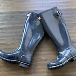 Hunter Rain Boot Womens Sz 6 Navy Classic Welly Glossy Photo 0