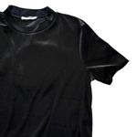 ZARA  Velvet Blouse Top Black Short Sleeve Crew Neck Boxy Fit Stretch Medium EUC Photo 2