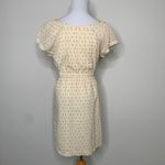 J Crew Cream Red Textured Dress Scoop Neck Cotton Short Sleeve Small Photo 1