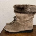 Stuart Weitzman  Sockette Suede Leather Faux Fur Wedge Boot Shoes Size 6.5  Photo 5