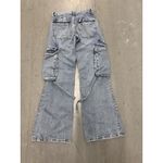ZARA Light Wash Denim Cargo Jeans Women's Size 28x32 Relaxed Fit Utility Pants Photo 1