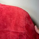 David Brooks Suede Jacket Red Snap Front Moto Minimalist Women's Sz Large Petite Photo 9