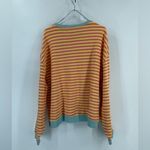 Free People New  Classic Striped Crewneck Sweatshirt Tangerine Combo‎ small Photo 4