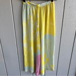 Christian LaCroix  Silk Vintage Abstract Print Palazzo Pants Yellow Blue Pink Photo 5