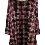 Valerie Stevens  Size Large 3/4 Sleeve Round Neck Red Black Plaid Polyester Knit Photo 0
