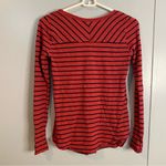 Free People  Coral Red Striped Shirt Size XS Photo 2