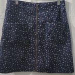 Francesca Collection Floral Navy Mini Skirt Ditzyprint Thin Wale Corduroy Size L Blue Size L Photo 2