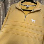 PINK - Victoria's Secret  Golden Yellow Antiqued Quarter Zip Sweater Medium Photo 1