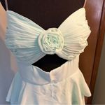 NWOT aqua strapless tiered prom dress cutout and rose accent size 16 fairycore Blue Photo 4