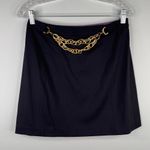 Milly  of New York Black Mini Skirt 6 Gold Chain Y2K Photo 12