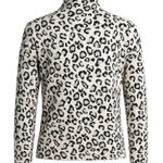 Cynthia Rowley Animal Print Mock Neck Shimmer Sweater Photo 0