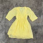 Sundance Women's Yellow La Belle Lune Dress Linen Gauze Boho with Pockets Photo 3