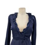 Aritzia Sunday Best Taro Wrap Dress Mini Ruffle Satin Navy Blue Size 00 Photo 1