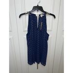 Michael Kors NWT  Women's Chain Halter Blouse Large‎ Blue Gold Party Photo 1