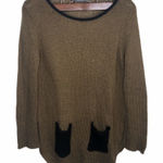 Wooden Ships Wooden Ship Brown Knit Pocket Crewneck Sweater S M Small Medium Soft Tan Photo 0
