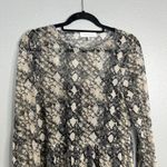 WAYF NWOT  Snakeskin Print Mesh Tiered Skater Dress Long Sleeve Layered Small‎ Photo 2