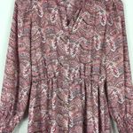 ZARA Pink Paisley 70s Jeweled Button Front Long Sleeve Satin Shirt Dress Small Photo 9
