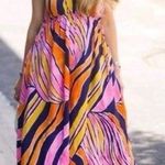 Anthropologie  Maeve Finley Jumpsuit Pink Navy wavy stripe Wide Leg 6 Photo 1