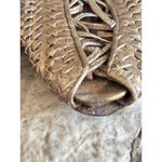 2 PREVATA Vintage 80s Pewter & Bronze Leather Woven Bottega Vibe Sandals 7 Photo 2