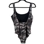 Nike NWT Gray Camo Print U Back Metallic Swoosh One Piece Sporty Swimsuit Small Photo 3