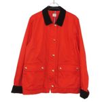 J.Crew Red Jacket with Black Collar Lightweight Twee Jacket Medium Photo 3