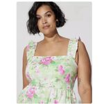 Torrid  Pink Green Floral Tiered Ruffle Smocked Poplin Sun Dress‎ Size 2X Pockets Photo 1