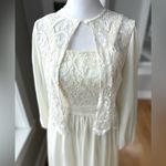Vintage 70s Ivory Cream Montgomery Ward Wedding Prom Dress Lace Cardigan Sz 5/6 Photo 1