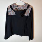 Maeve by Anthropologie Floral Panel Hooded Pullover Black Hoodie Size Medium Photo 8