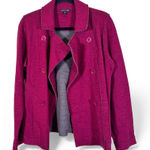 Eileen Fisher  Magenta Pink Wool Double Breasted Jacket Womens M Fall Pea Coat Photo 0