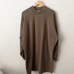 Vince . | Mock Neck Brown Long-Sleeve Short Sweatshirt Dress Relaxed Fit | XL Photo 1