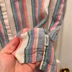 Orvis  Classic Collection Womens XL Striped Short Sleeve Button Down‎ Shirt Linen Photo 4