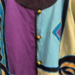 Fashion Bug Vintage  Size 2X Cotton Flax Blend Colorblock Geometric Blazer Jacket Photo 4