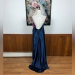 Gorgeous New Flirt by Maggie Sottero Navy Satin Jeweled Prom Gown! Blue Size 0 Photo 4
