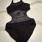 Kenneth Cole New York Black Boho One-Piece Swimsuit Black Sz S Small Halter Top Photo 0