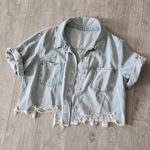 Light Blue Distressed Denim Jacket Nwot Ladies Jean Size L/XL Size L Photo 6